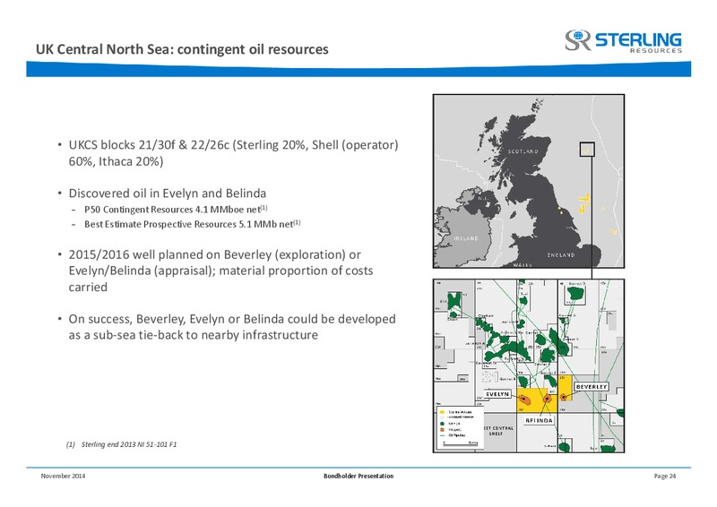 BONDHOLDER PRESENTATION – Sterling Resources Ltd. – slide 24