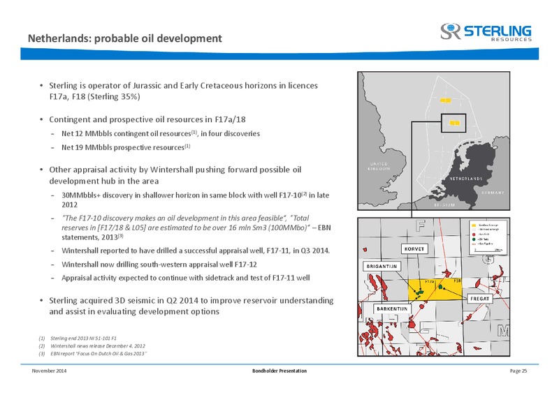 BONDHOLDER PRESENTATION – Sterling Resources Ltd. – slide 25