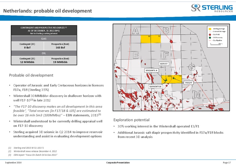 Pareto Oil & Offshore Conference – Sterling Resources Ltd. – slide 17
