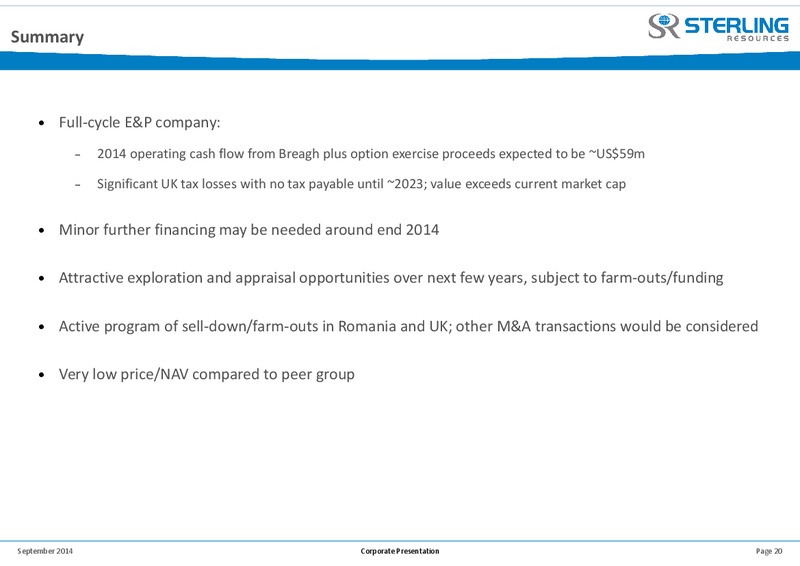 Pareto Oil & Offshore Conference – Sterling Resources Ltd. – slide 20
