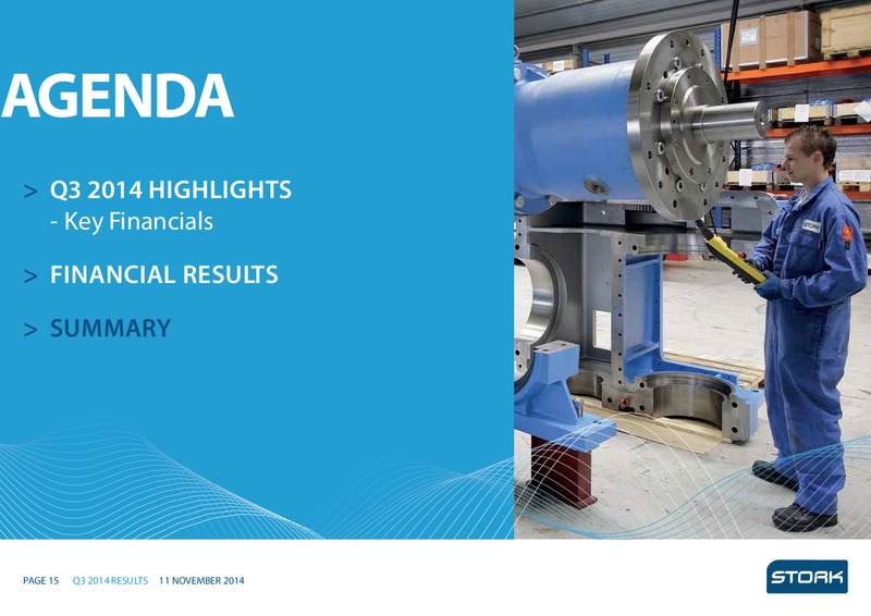 THIRD QUARTER RESULTS 2014 – Stork – slide 14
