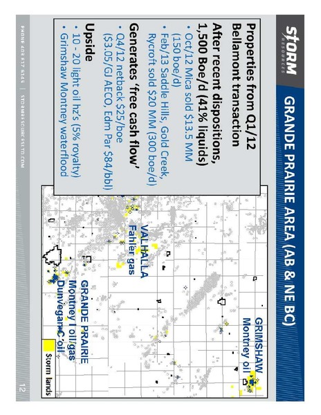 FIRSTENERGY CAPITAL EAST COAST ENERGY CONFERENCE – Storm Resources Ltd. – slide 12