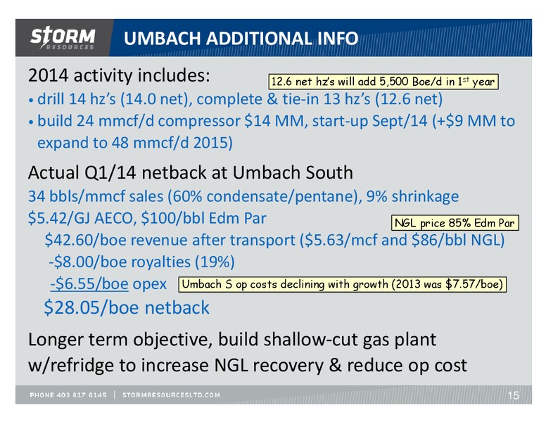 July 2014 Update – Storm Resources Ltd. – slide 15