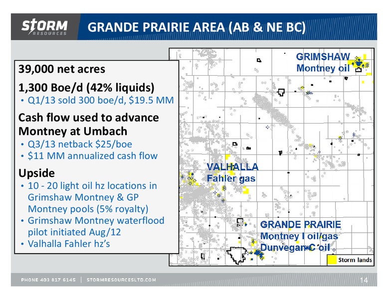 FIRSTENERGY SOCIETE GENERALE ANNUAL ENERGYGROWTH CONFERENCE – Storm Resources Ltd. – slide 14