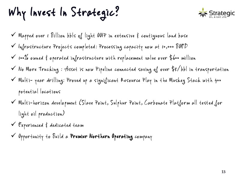 INVESTOR PRESENTATION – Strategic Oil & Gas Ltd. – slide 12