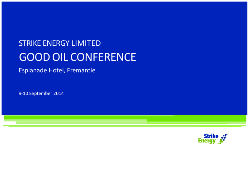 Good Oil Conference – Strike Energy Ltd – slide 1
