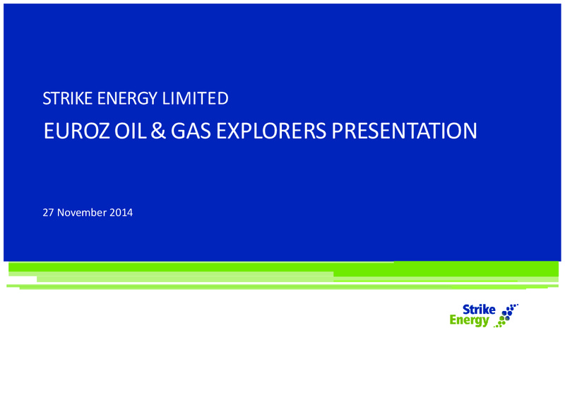 Investor Presentation – Strike Energy Ltd – slide 1