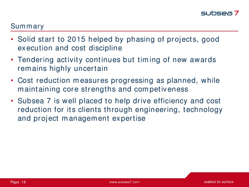 Q1 2015 EARNINGS CALL – Subsea 7 Sa – slide 17