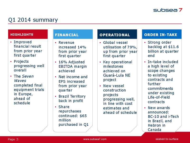 Earnings Presentation – Subsea 7 Sa – slide 3