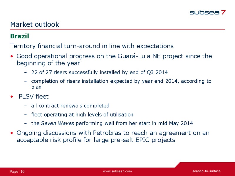 Q3 2014 Earnings Presentation – Subsea 7 Sa – slide 15