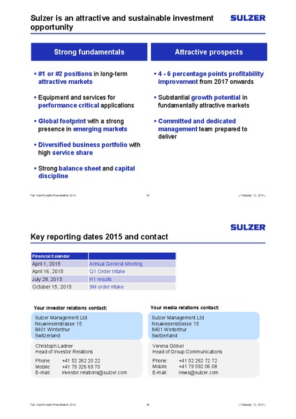 Full Year Results Presentation – Sulzer – slide 17
