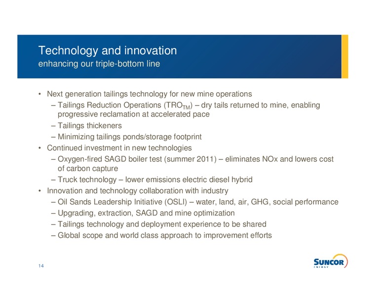 Q4 2010 EARNINGS CALL – Suncor Energy Inc. – slide 13