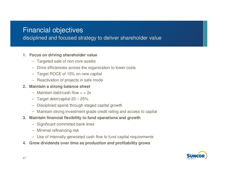 Q4 2010 EARNINGS CALL – Suncor Energy Inc. – slide 26