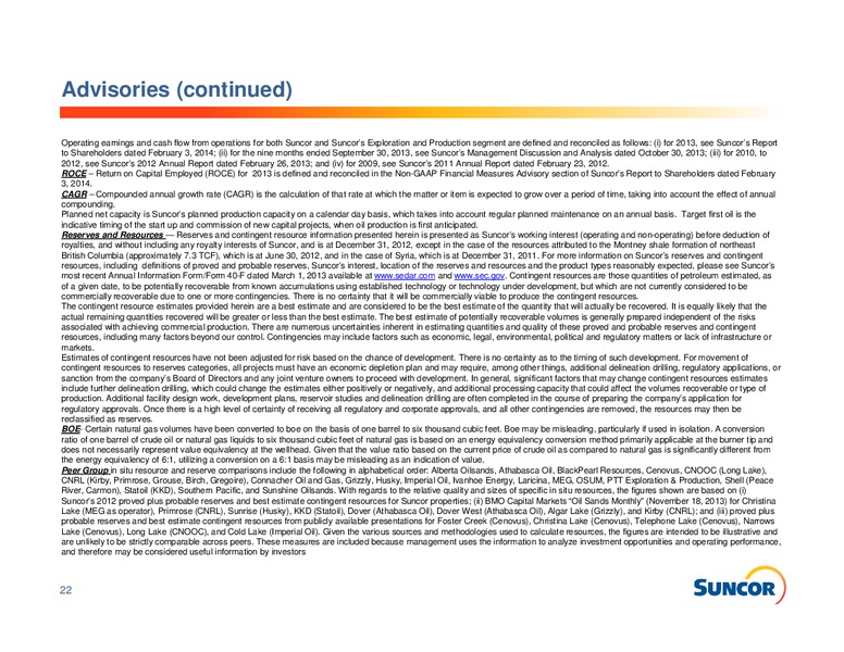 Q4 2013 EARNINGS CALL – Suncor Energy Inc. – slide 21