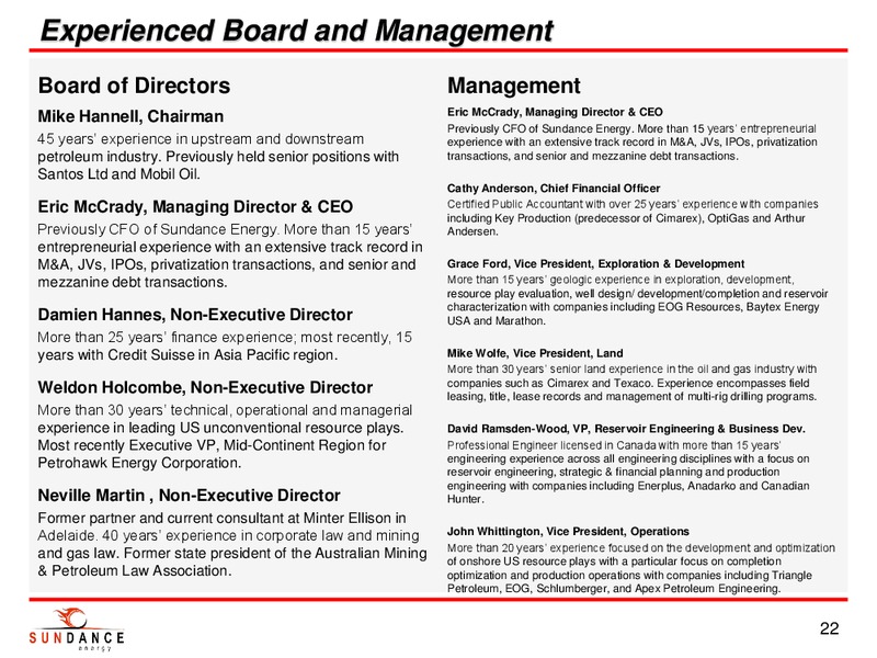 July 2014 Investor Presentation – Sundance Energy Australia Limited – slide 20