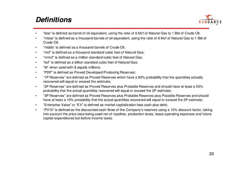 Q1 2012 EARNINGS CALL – Sundance Energy Australia Limited – slide 19