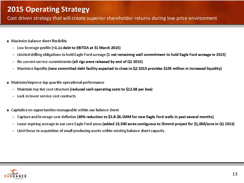 Q1 2015 EARNINGS PRESENTATION – Sundance Energy Australia Limited – slide 11