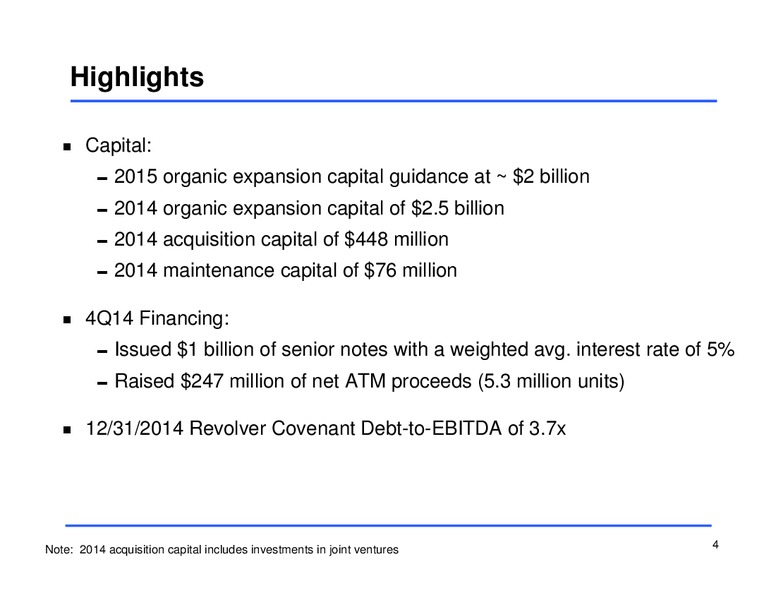 Fourth Quarter 2014 Earnings Conference Call – Sunoco Logistics Partners L.P. – slide 3