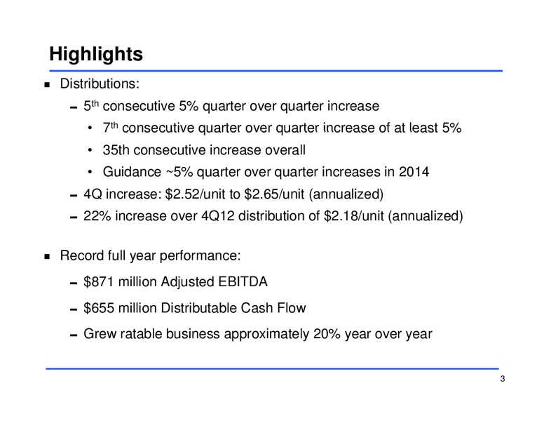 Fourth Quarter 2013 Earnings Conference Call – Sunoco Logistics Partners L.P. – slide 3