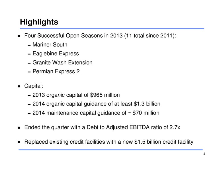 Fourth Quarter 2013 Earnings Conference Call – Sunoco Logistics Partners L.P. – slide 4