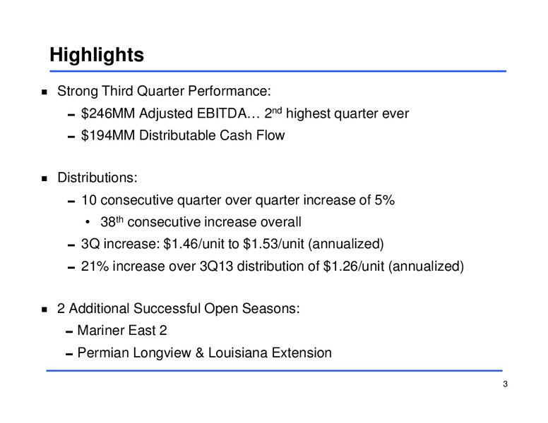 Third Quarter 2014 Earnings Conference Call – Sunoco Logistics Partners L.P. – slide 2