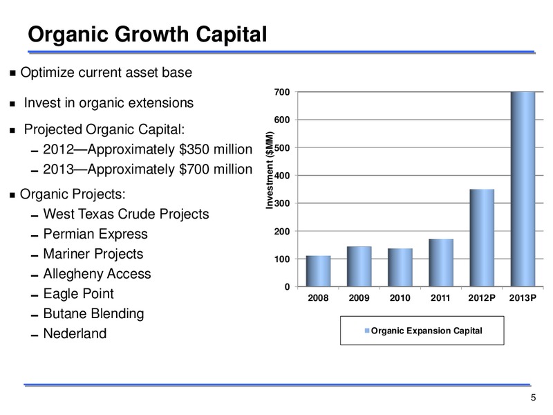 Q3 2012 EARNINGS CALL – Sunoco Logistics Partners L.P. – slide 5
