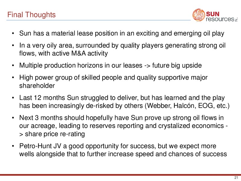 INVESTOR PRESENTATION – Sun Resources Nl – slide 20