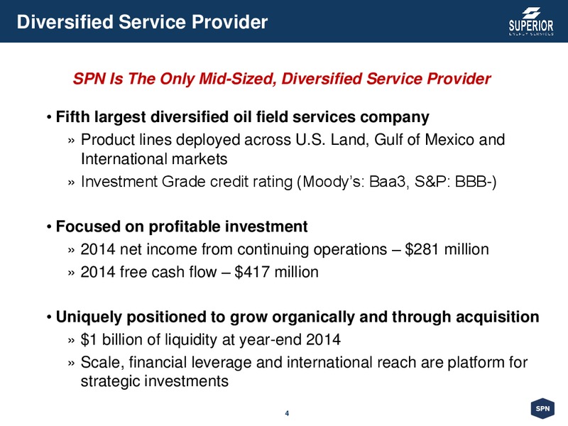 Corporate Presentation – Superior Energy Services, Inc. – slide 4