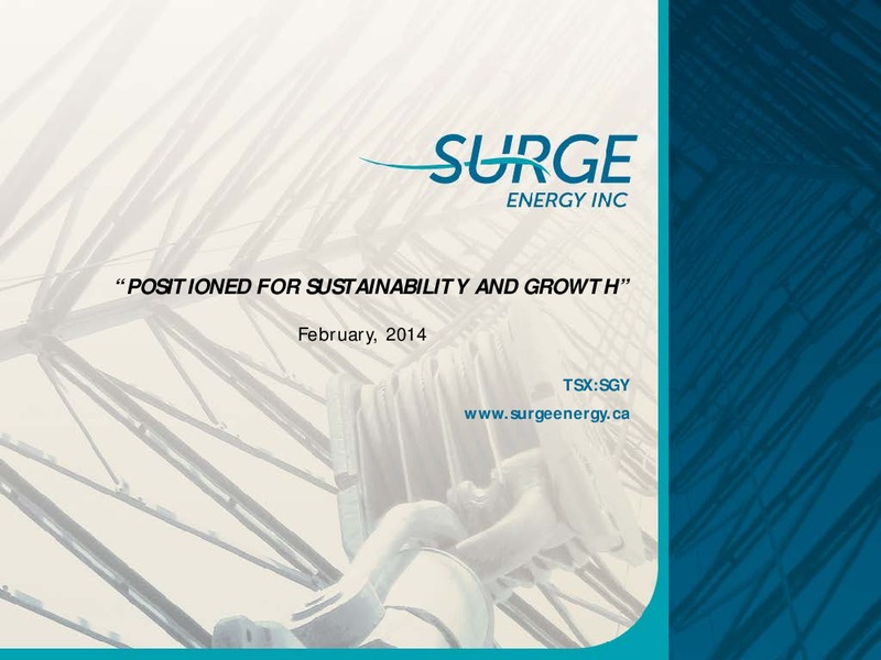 INVESTOR PRESENTATION – Surge Energy Inc – slide 1