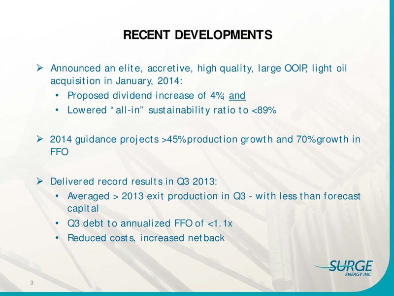 INVESTOR PRESENTATION – Surge Energy Inc – slide 2