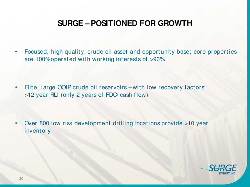 CORPORATE PRESENTATION – Surge Energy Inc – slide 19