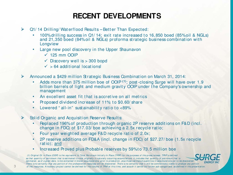 INVESTOR PRESENTATION – Surge Energy Inc – slide 2