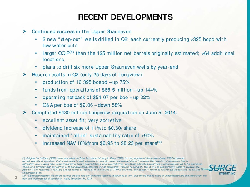 INVESTOR PRESENTATION – Surge Energy Inc – slide 2