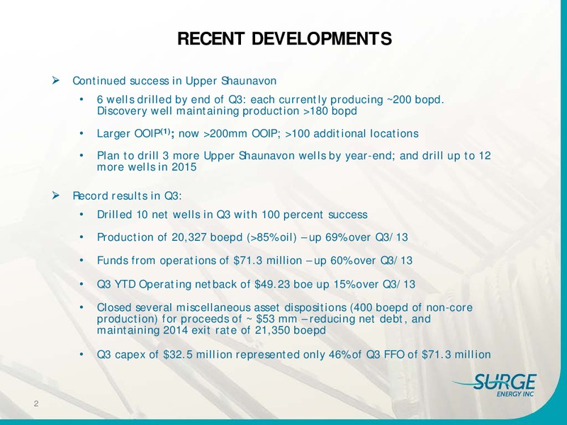 INVESTOR PRESENTATION – Surge Energy Inc – slide 2