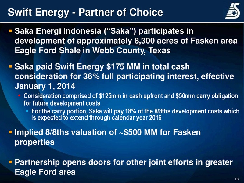Corporate Presentation – Swift Energy Co. – slide 12