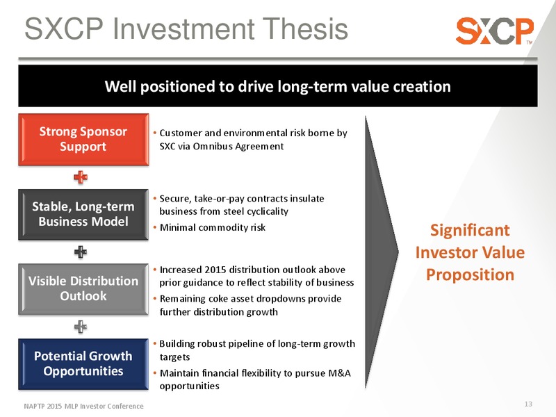 NAPTP MLP Investor Conference – Suncoke Energy Partners Lp – slide 13