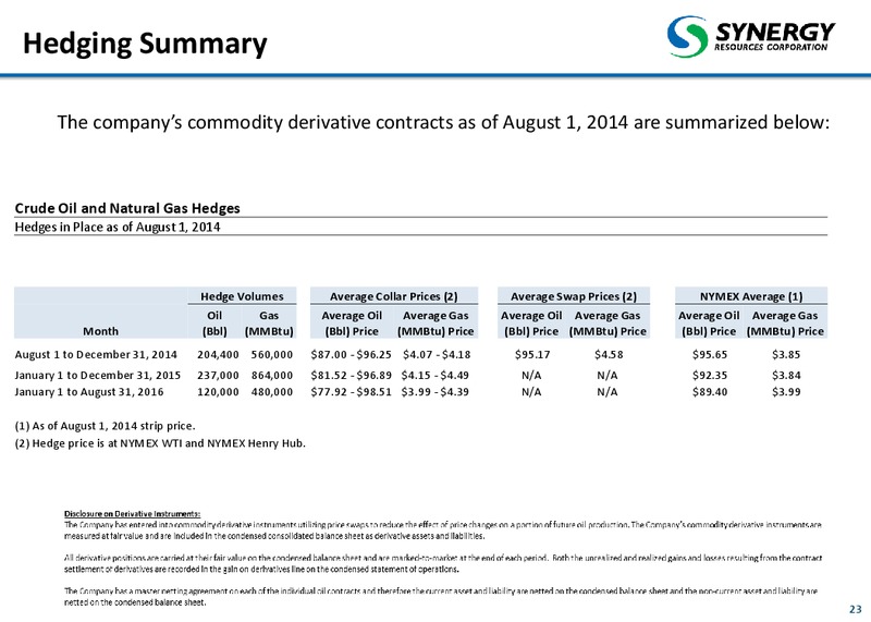 September 2014 Corporate Presentation – SRC Energy Inc – slide 23