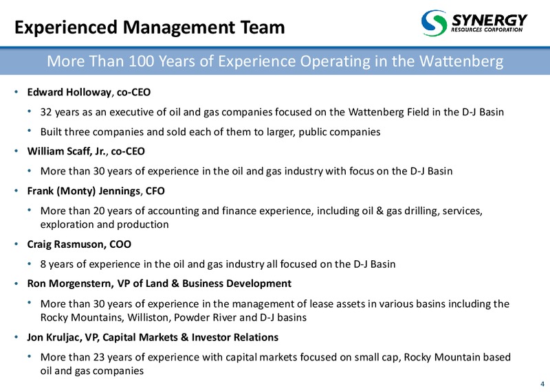 June 2014 Corporate Presentation – SRC Energy Inc – slide 4