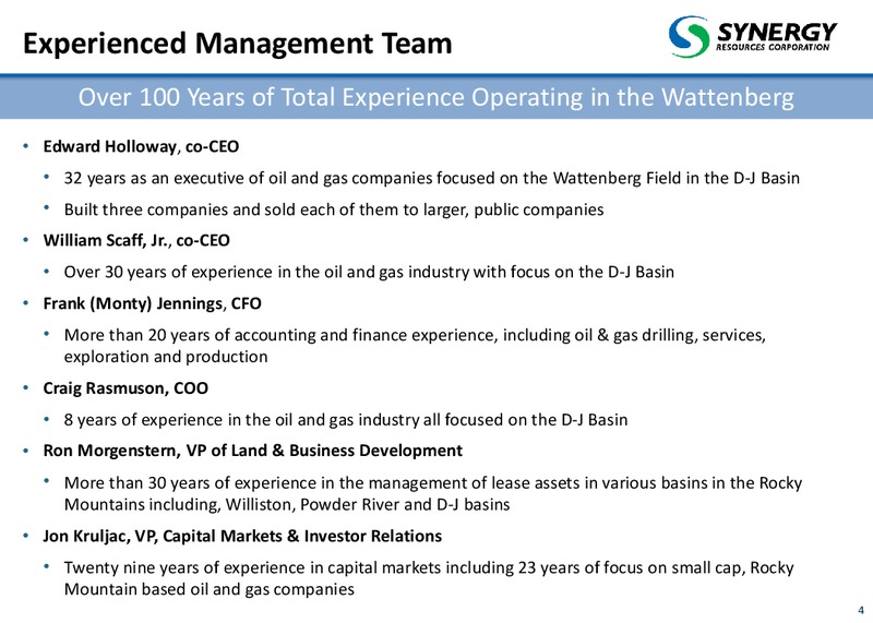 August 2014 Corporate Presentation – SRC Energy Inc – slide 4