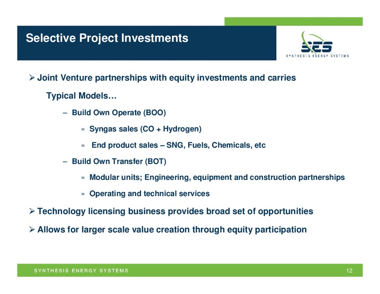 BREAN MURRAY CARRET & CO GLOBAL RESOURCES & INFRASTRUCTURE CONFERENCE – Synthesis Energy Systems Inc. – slide 11