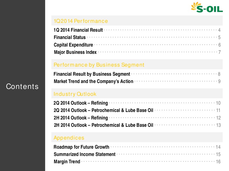 Q1 2014 EARNINGS CALL – S-Oil Corporation – slide 3