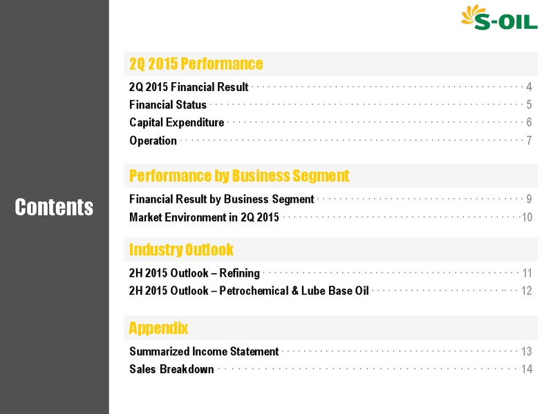 Q2 2015 Earnings Call – S-Oil Corporation – slide 2