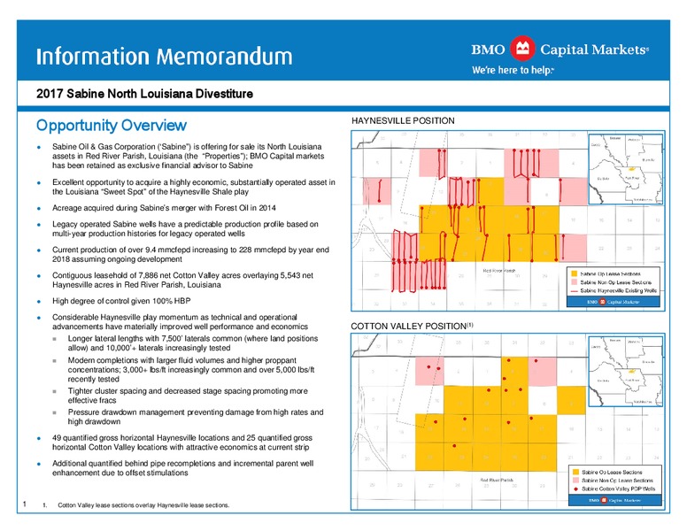 North Louisiana Divestiture 2017 – Sabine Oil & Gas Corp – slide 2
