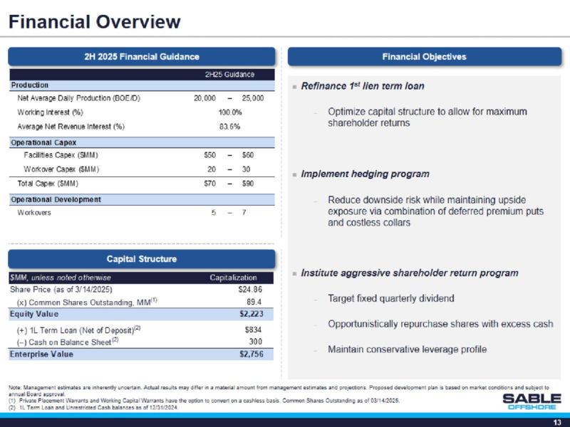 March 2025 Investor Presentation – Sable Offshore Corp – slide 13