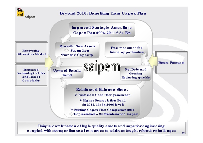 FULL YEAR 2009 RESULTS – Saipem Spa – slide 18