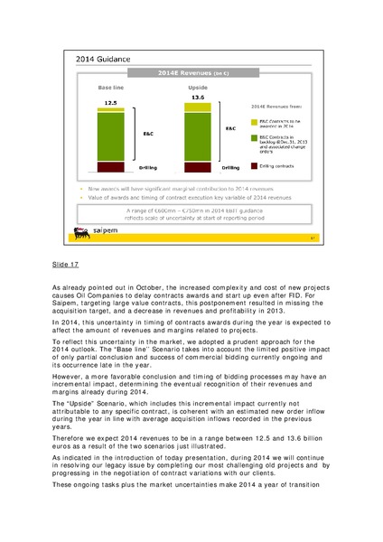 2013 EARNINGS CALL – Saipem Spa – slide 18