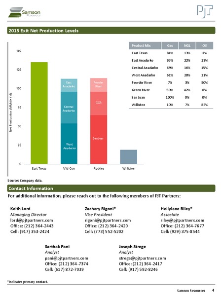 February 2016 Investor Presentation – Samson Resources Company – slide 4