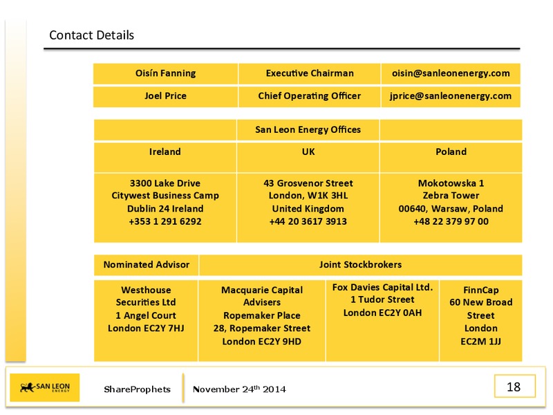 Share Prophets Investor Meeting – San Leon Energy – slide 17