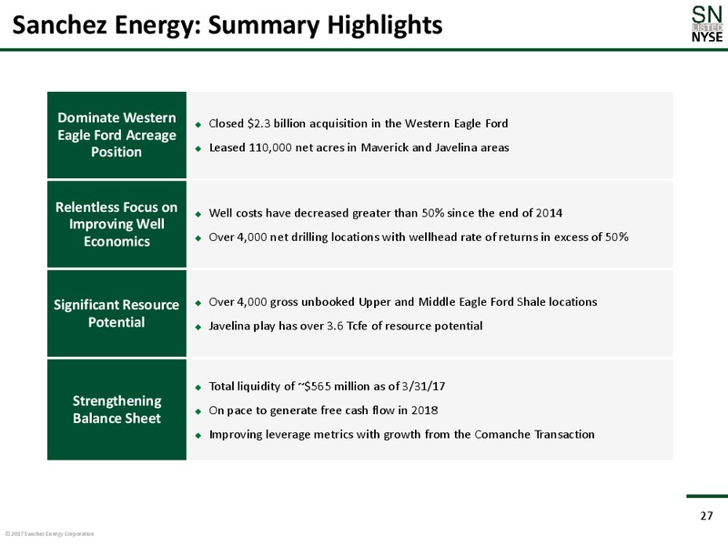 May 2017 Corporate Presentation – Sanchez Energy Corp – slide 26