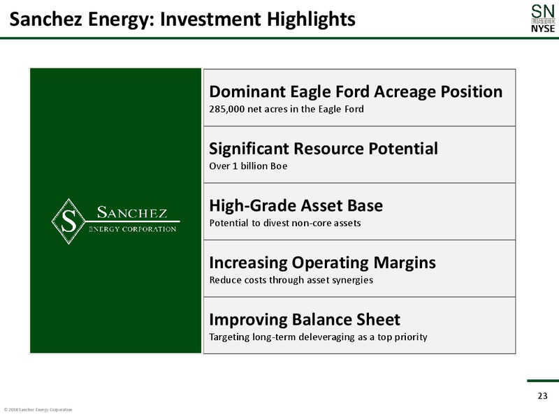 June 2018 Corporate Presentation – Sanchez Energy Corp – slide 22